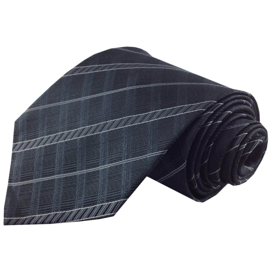 Mens Necktie Silk Tie Grey Blue Stripe Silk Tie Hand Made Executive Pro Design Birthday Christmas Valentines Gift Image 1