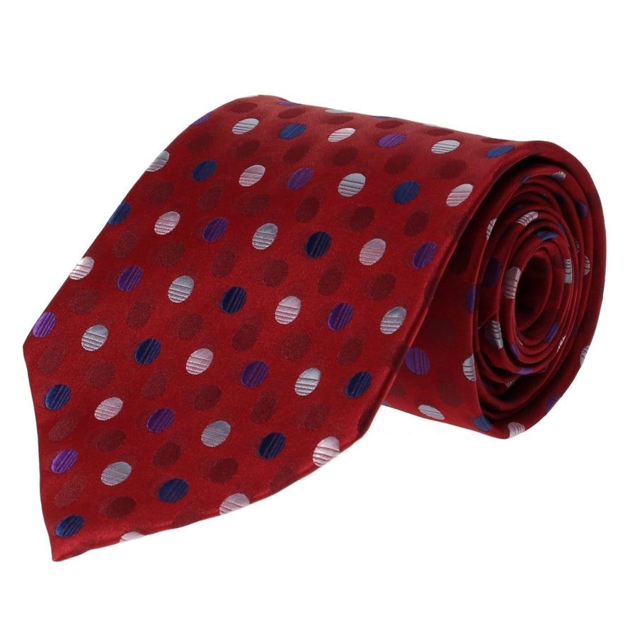 Mens Necktie Silk Tie Polka Dot Red Blue Purple Silk Tie Hand Made Executive Pro Design Birthday Christmas Valentines Image 1