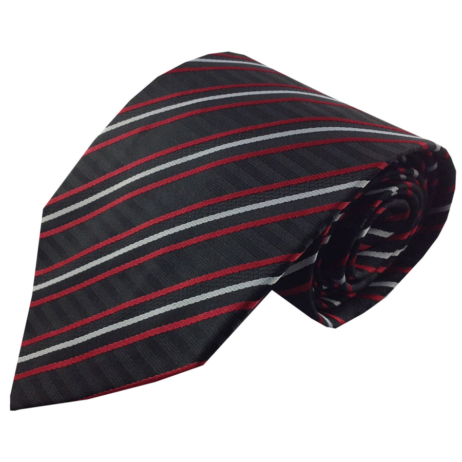 Mens Necktie Silk Tie Black Red White Silk Tie Hand Made Executive Pro Design Birthday Christmas Valentines Gift Wedding Image 1