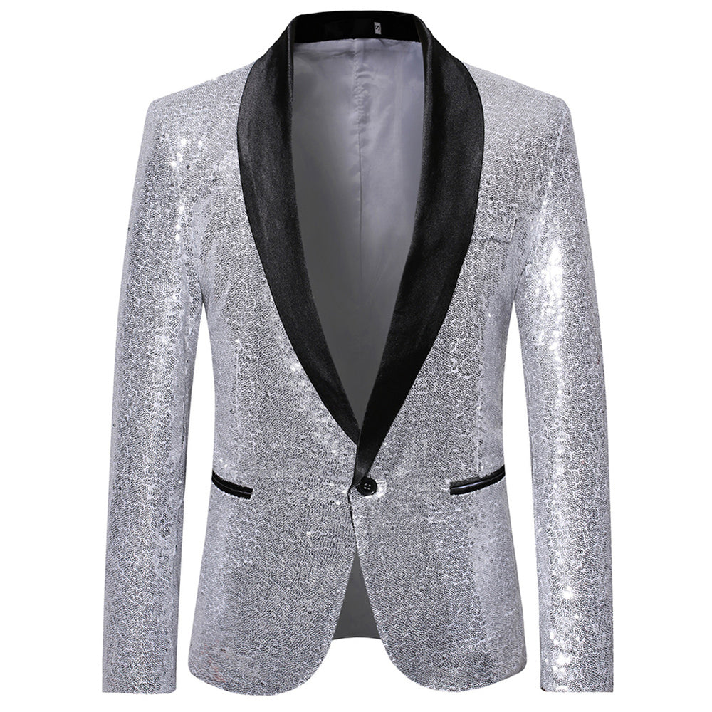 Sequin Men Suit Jacket Wedding Party Print Luxury Blazer Party Dress Shawl Collar Slim Fit Men Blazers Image 2