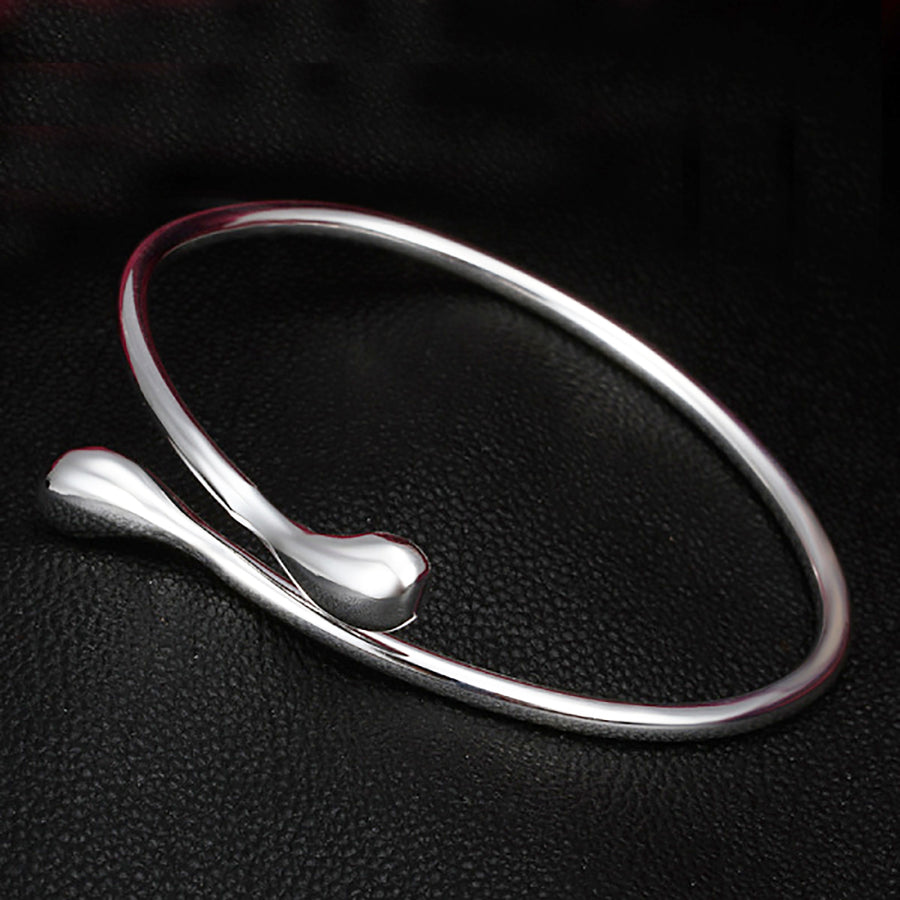 925 Silver Plated Water Drop Adjustable Bangle Image 1