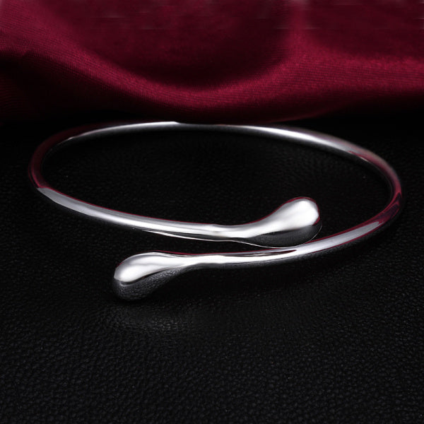 925 Silver Plated Water Drop Adjustable Bangle Image 2