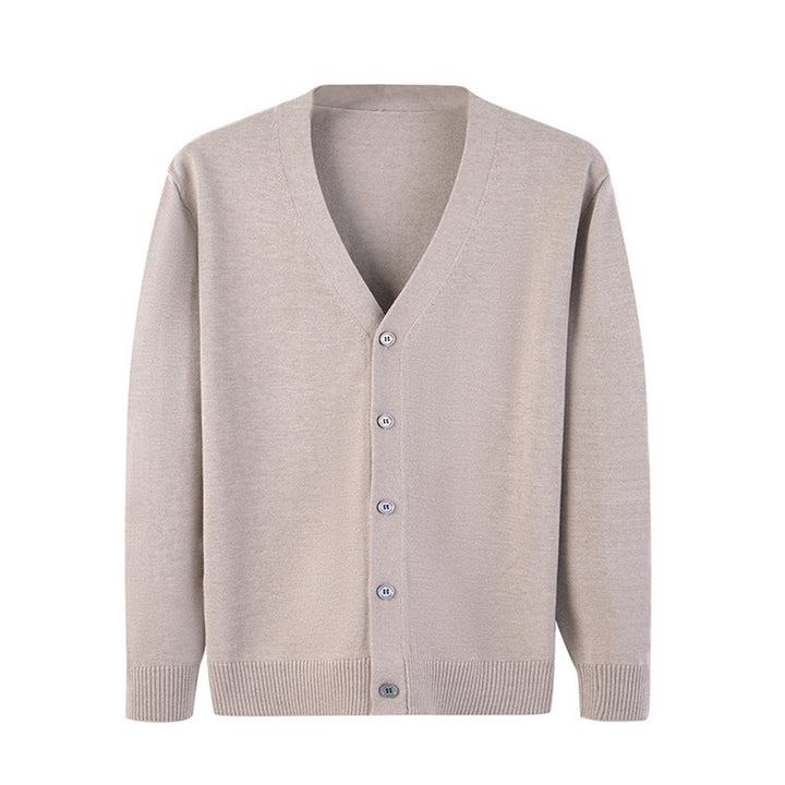 Men Sweater Spring Knitted Cardigan Casual Solid Loose Long Sleeve V Neck Cardigan Image 1