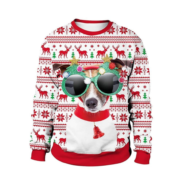 Christmas Sweater Winter Autumn Crew Neck Tops Sweatshirt With Reindeer Santa Printed Image 1