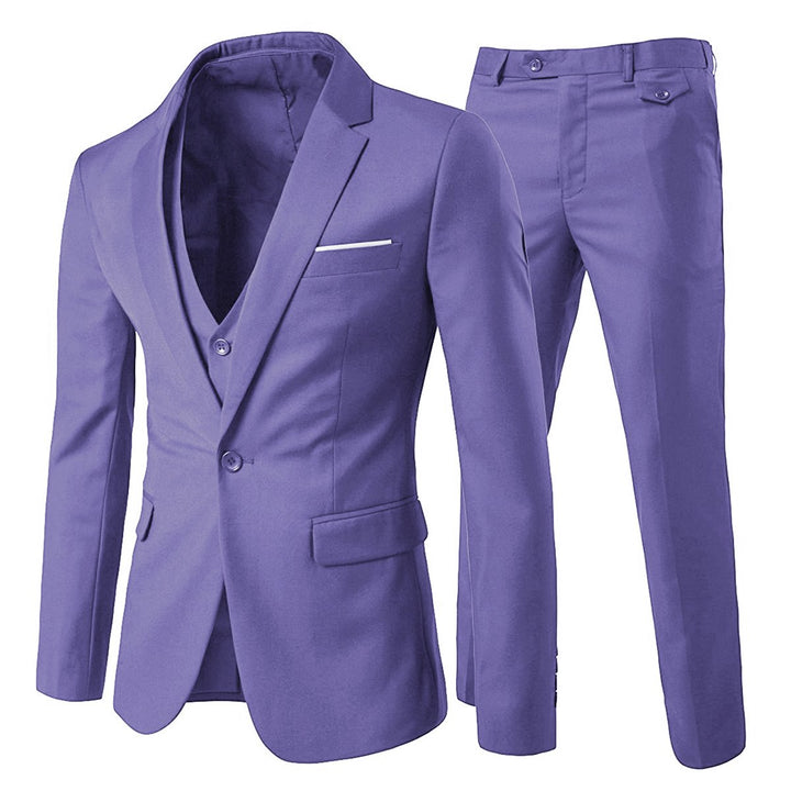 3 Pcs Men Suits Luxury Solid Color Slim Fit Business Suit Set Wedding Date Party Outfits Blazer + Vest + Pant Image 3