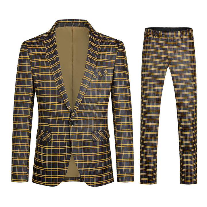 2 Pcs Men Suit Set Wedding Groom Autumn Retro Plaid Slim Fit One Button Business Formal Suits Male Blazer Trousers Image 4