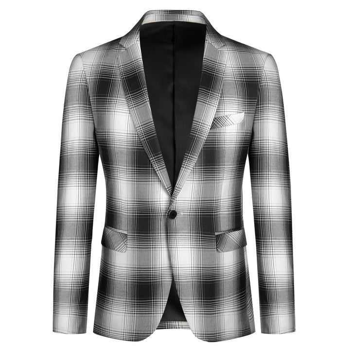 2PCS Men Business Suit Set Boutique Slim Fit One Button Retro Plaid Wedding Dress Office Set Blazer and Pant Image 2