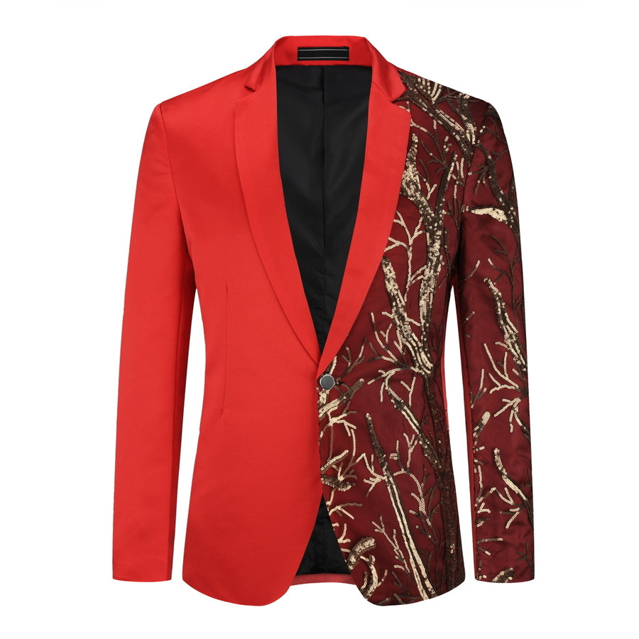 Men Blazer Slim Fit One Button Spring Autumn Luxury Sequin Party Stage Fashion Patchwork Business Casual Jacket Image 1