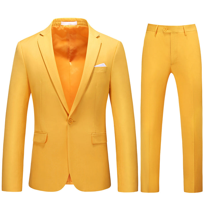 2 Pcs Men Wedding Suit Men Slim Fit Solid Color Business Office Single Button Party Date Suits Luxury Jacket + Pant Image 3