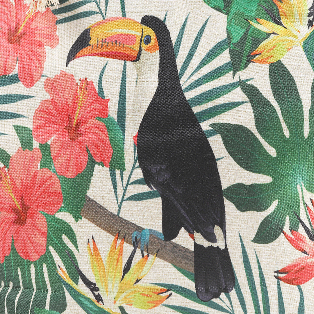 Canvas Tote Bag Toucan Bird Beach Bag Tropical Summer Cute Ladies Tote Bag Shoulder Tote Bag Zippered with Pocket Image 4