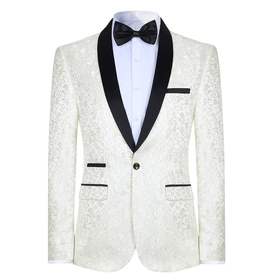 Men Blazer Luxury Slim Fit Suit Jacket Jacquard Bronzing Printing Single Button Wedding Dress Party Banquet Blazers Image 1
