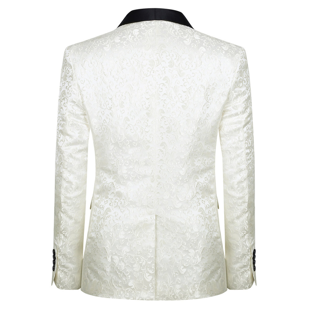 Men Blazer Luxury Slim Fit Suit Jacket Jacquard Bronzing Printing Single Button Wedding Dress Party Banquet Blazers Image 2