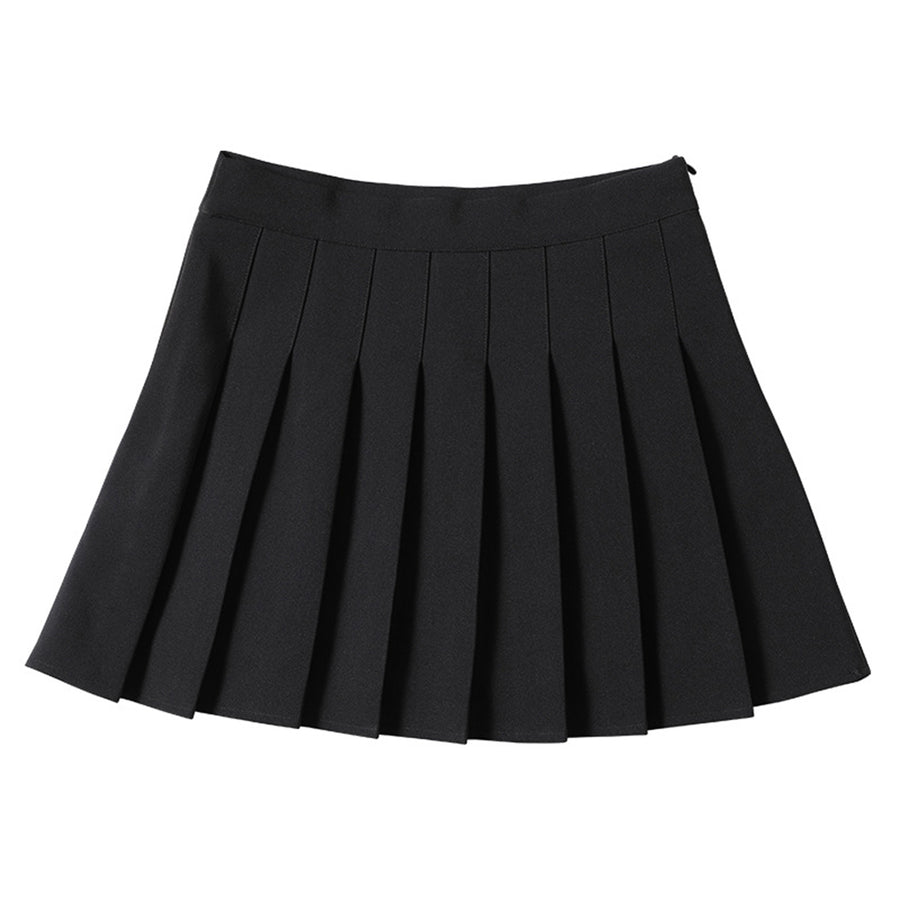 Women Mini Skirt Summer A Line Skirt Women Pleated Solid Color Korean Black High Waist Short Skirts Image 1