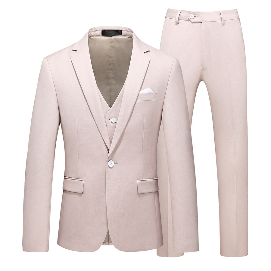 3 Pieces Men Business Suit Boutique Slim Fit One Button Men Suit Set Groom Wedding Fashion Spring Summer Blazer Sets Image 1