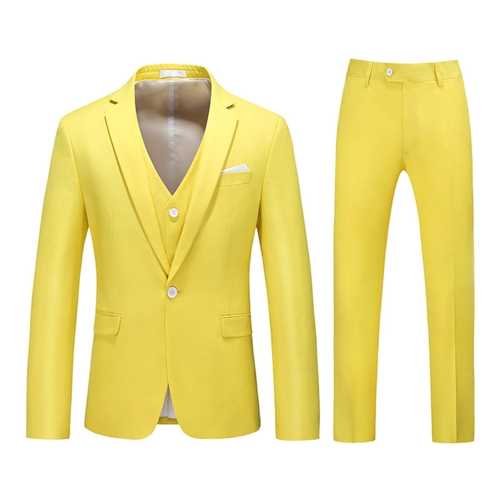 3 Pieces Men Business Suit Boutique Slim Fit One Button Men Suit Set Groom Wedding Fashion Spring Summer Blazer Sets Image 2