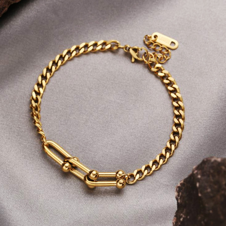 Gold Filled Titanium Steel Link Women Bracelet Image 1