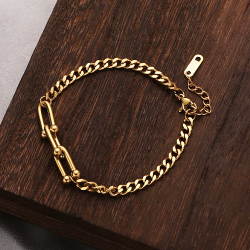 Gold Filled Titanium Steel Link Women Bracelet Image 2