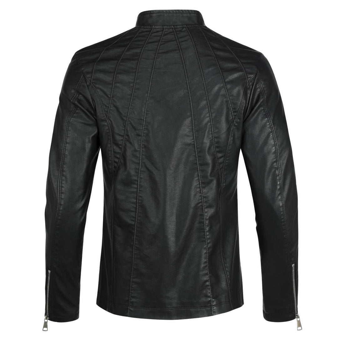 Faux Leather Jacket Men Spring Autumn Casual Regular Fit Vintage Zipper Men Biker Coat Outerwear Image 3