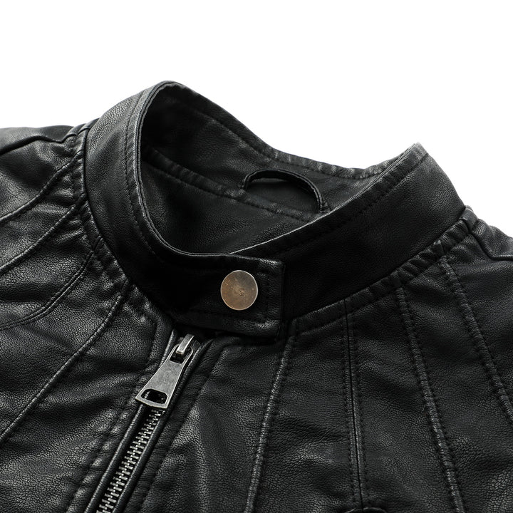 Faux Leather Jacket Men Spring Autumn Casual Regular Fit Vintage Zipper Men Biker Coat Outerwear Image 4