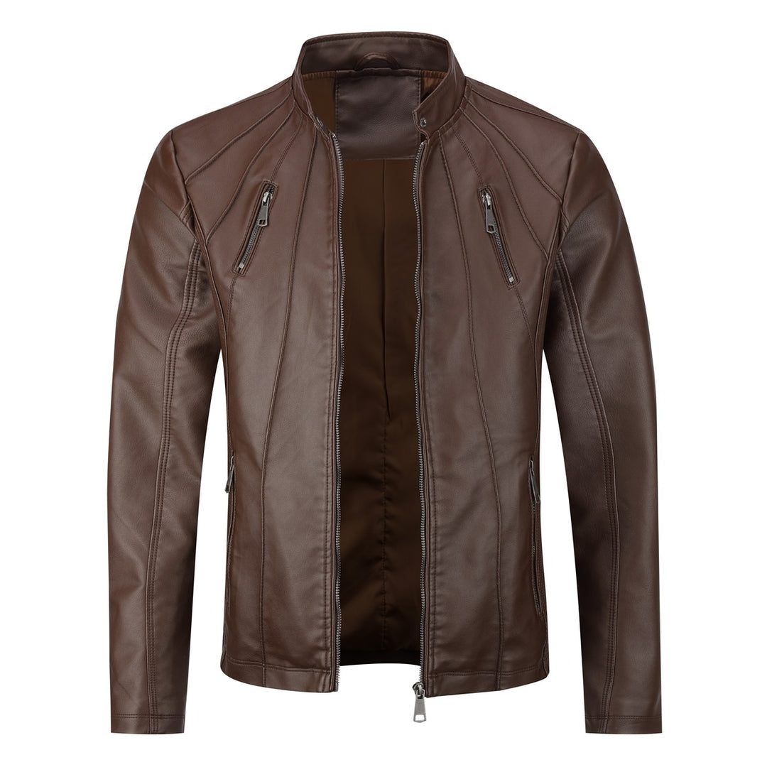 Faux Leather Jacket Men Spring Autumn Casual Regular Fit Vintage Zipper Men Biker Coat Outerwear Image 1