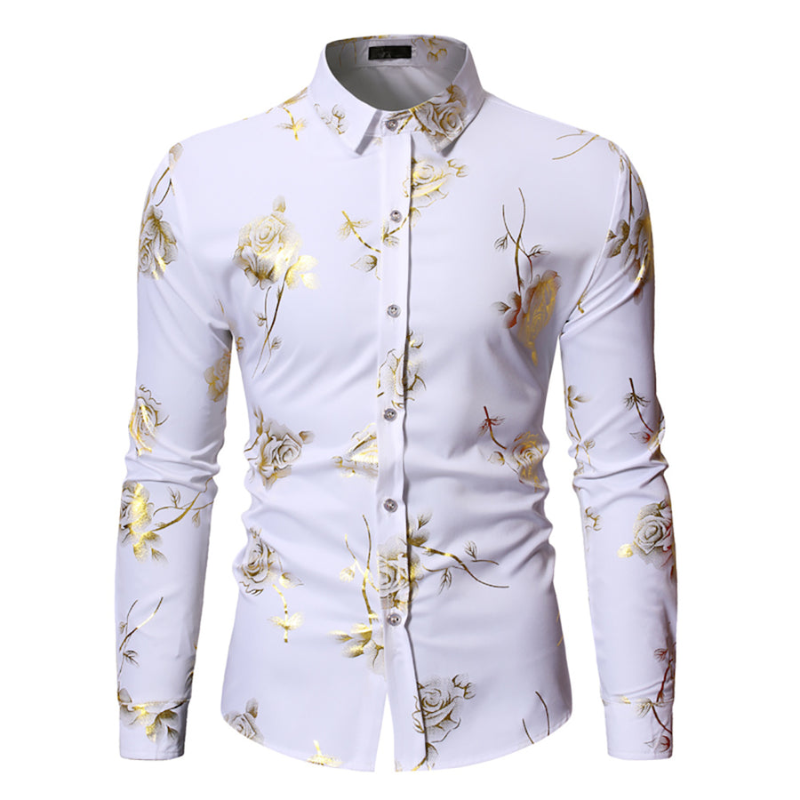 Men Dress Shirt Business Floral Print Men Blouse Long Sleeve Autumn Casual Slim Fit Male Button Down Shirts Image 1