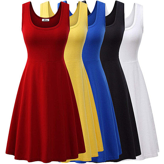 Fit and Flare A-Line Tank Dress Multiple Colors S-2x Image 1