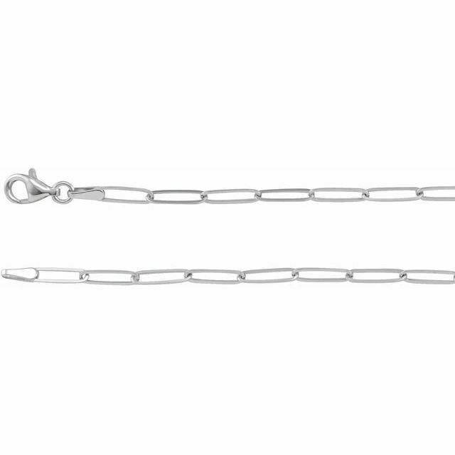 Real Sterling Silver 2.6 mm Elongated Paperclip Link 16" Chain Image 1