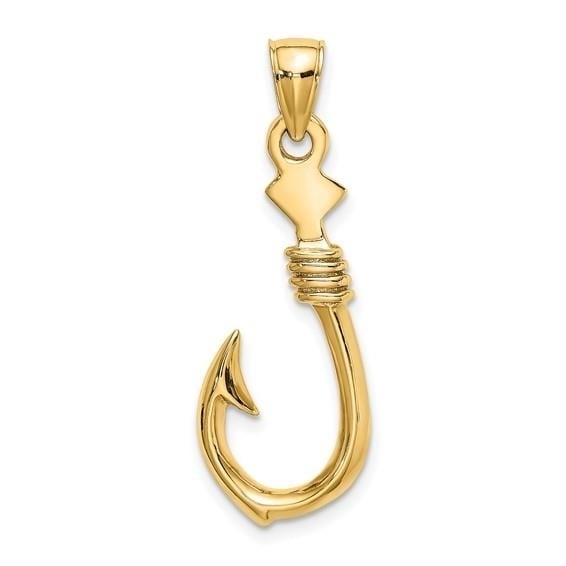NEW14K 3-D Large Fish Hook with Rope Charm Image 1