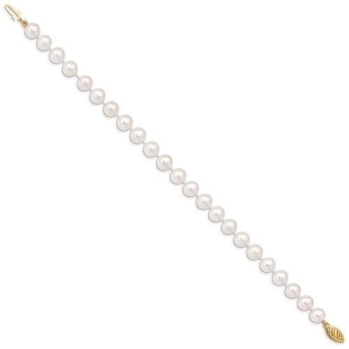 14k 7-8mm White Near Round Freshwater Cultured Pearl Necklace Image 2