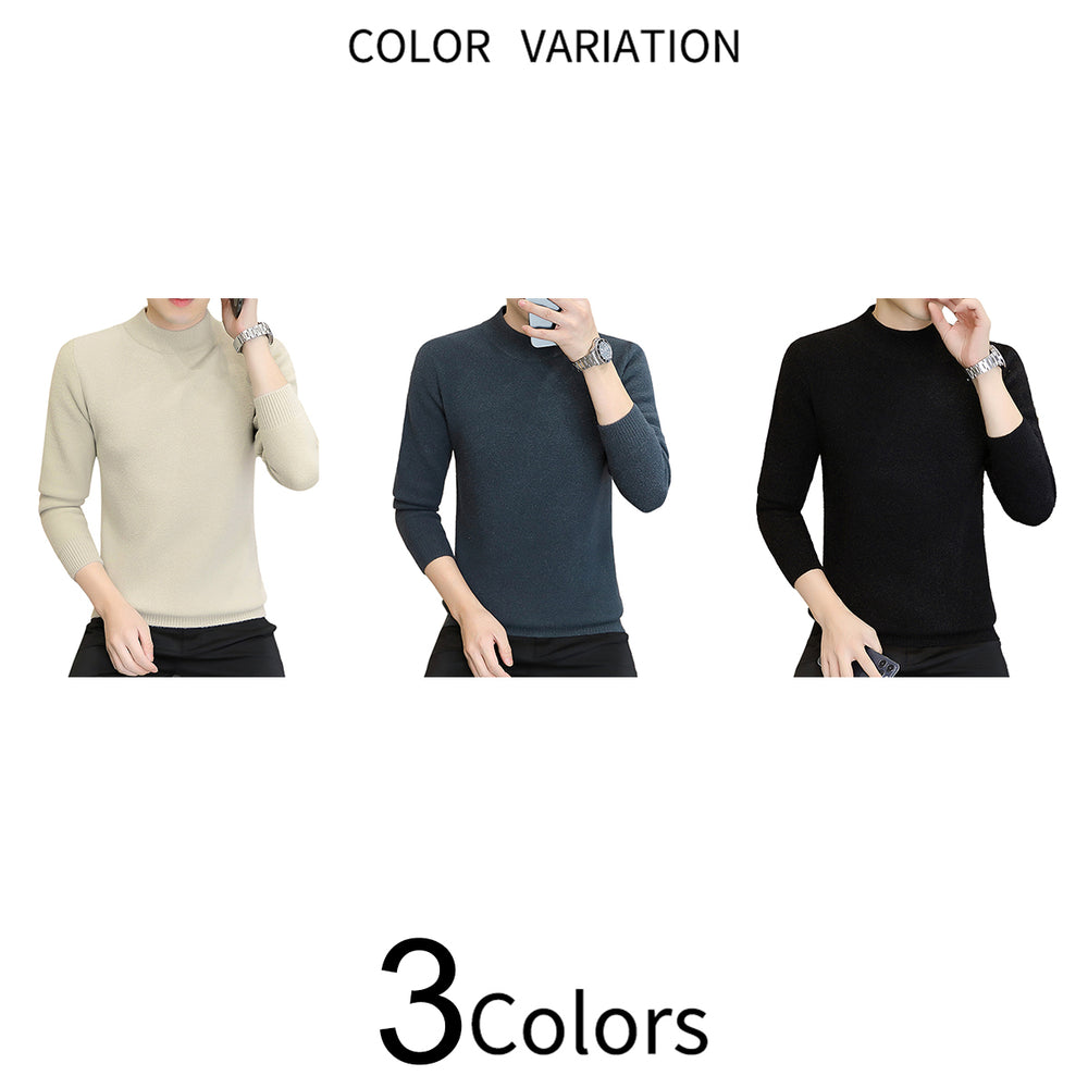 Men Sweater Turtleneck Men Knitted Pullover Basic Solid Color Sweaters Casual Long Sleeve Slim Fit Autumn Pullovers Image 2