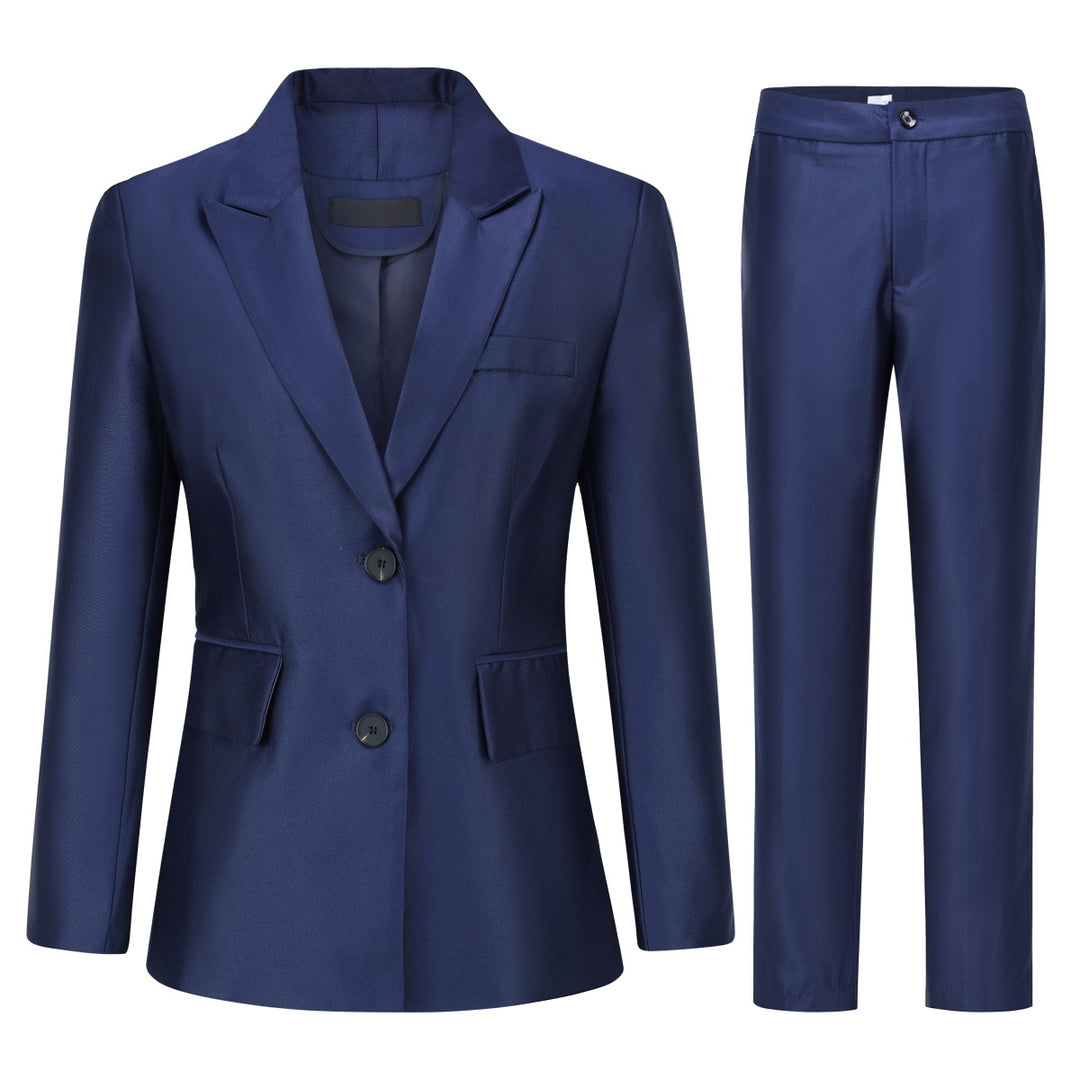 2 Pieces Women Blazer Suits Solid Women Office Blazer Suit Casual Long Sleeve Slim Fit Notched Lapel Blazer Pant Set Image 1