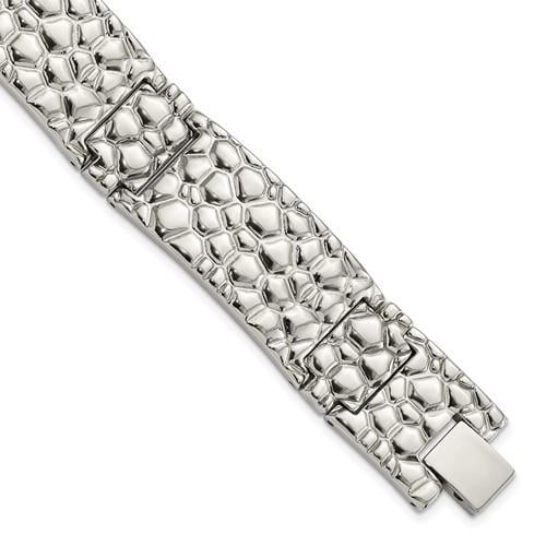 Chisel Stainless Steel Polished and Textured Link Bracelet Image 1