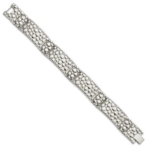 Chisel Stainless Steel Polished and Textured Link Bracelet Image 2