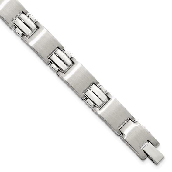 Chisel Stainless Steel Brushed and Polished 8.5 inch Link Bracelet Image 1