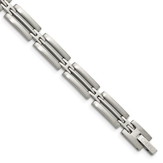 Chisel Stainless Steel Brushed and Polished 8.75 inch Link Bracelet Image 1