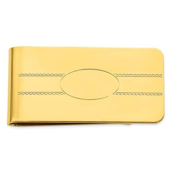 Gold-plated Kelly Waters oval Center Money Clip Image 1
