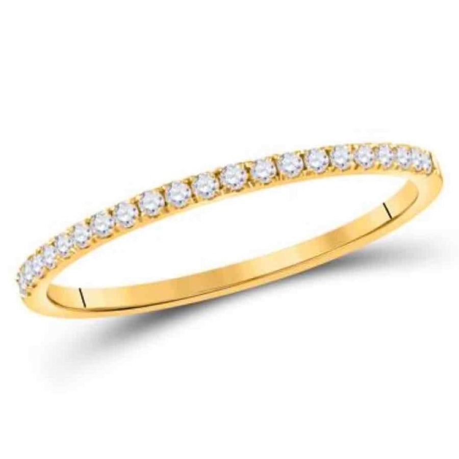 10K Yellow Gold Round Diamond Stackable Band Ring 1/6 cttw Image 1