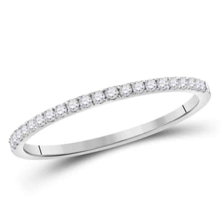 10K White Gold Round Diamond Stackable Band Ring 1/6 cttw Image 1