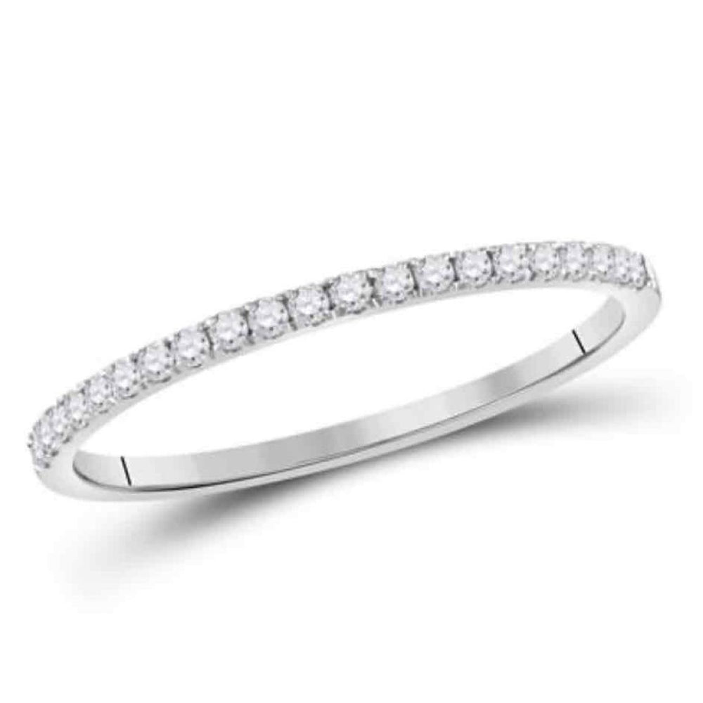 10K White Gold Round Diamond Stackable Band Ring 1/6 cttw Image 2