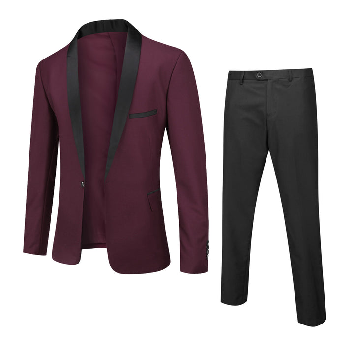 2PCS Men Suit Set Wedding Groom Long Sleeve Shawl Collar Slim Fit Blazer Pants Suits Spring Autumn Male Outfit Image 1