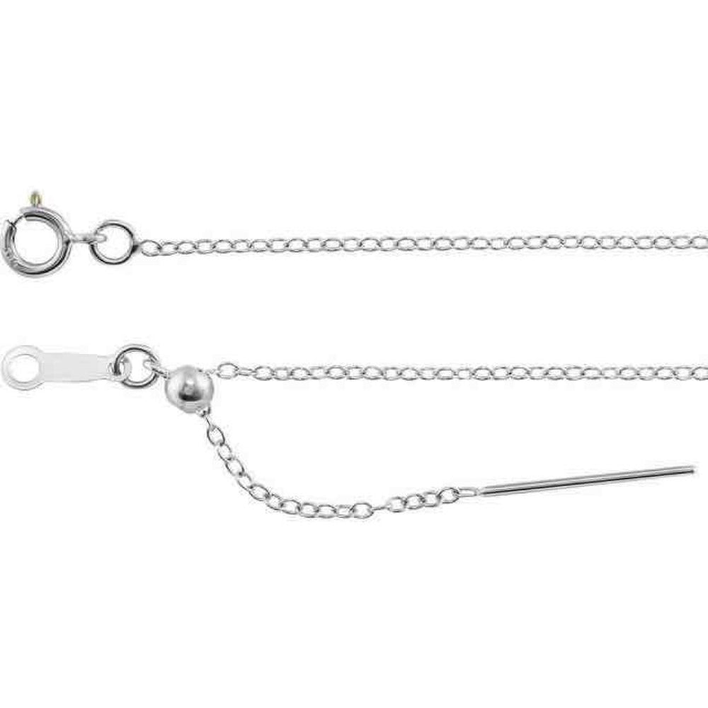 1.1 mm Adjustable Threader Cable 6-8" Chain Bracelet REAL Solid 14k White Gold Image 2