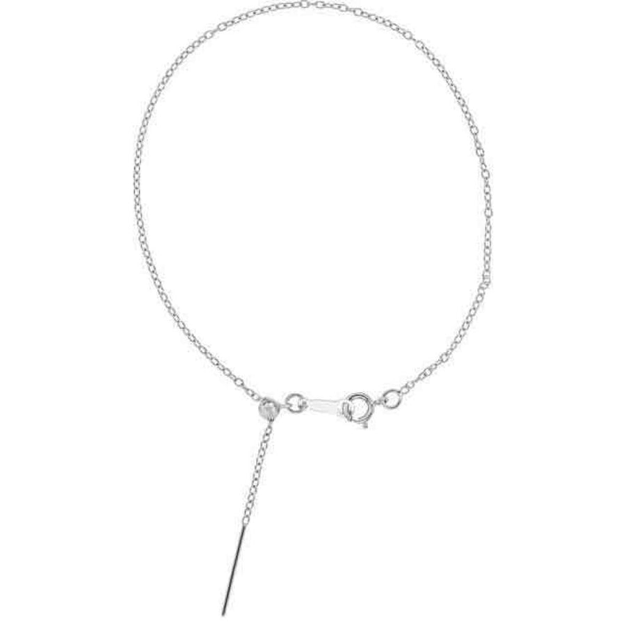 1.1 mm Adjustable Threader Cable 6-8" Chain Bracelet REAL Solid 14k White Gold Image 1