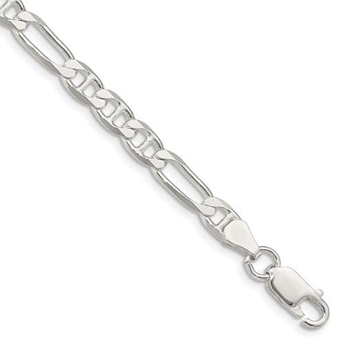 REAL Sterling Silver 5.5mm Figaro Anchor 8in Chain Bracelet Image 1