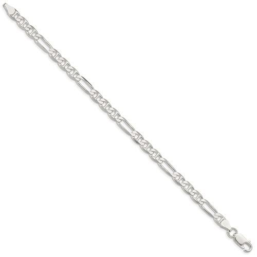 REAL Sterling Silver 5.5mm Figaro Anchor 8in Chain Bracelet Image 2