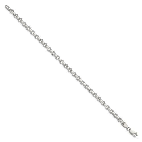 REAL Sterling Silver 4mm Diamond-cut Rolo 8in Chain Bracelet Image 2