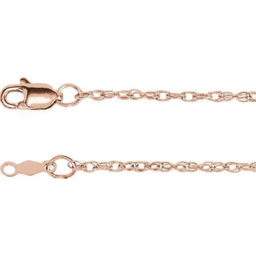 1.5 mm Rope 16" Chain REAL Solid 10k Rose Gold Image 1