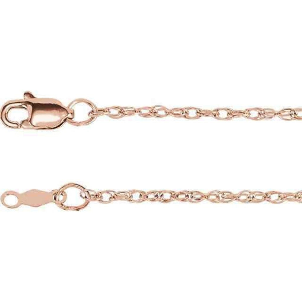 1.5 mm Rope 16" Chain REAL Solid 10k Rose Gold Image 2