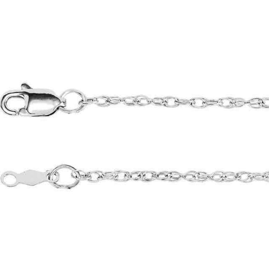 1.5 mm Rope 7" Chain Bracelet REAL Solid 14k White Gold Image 1