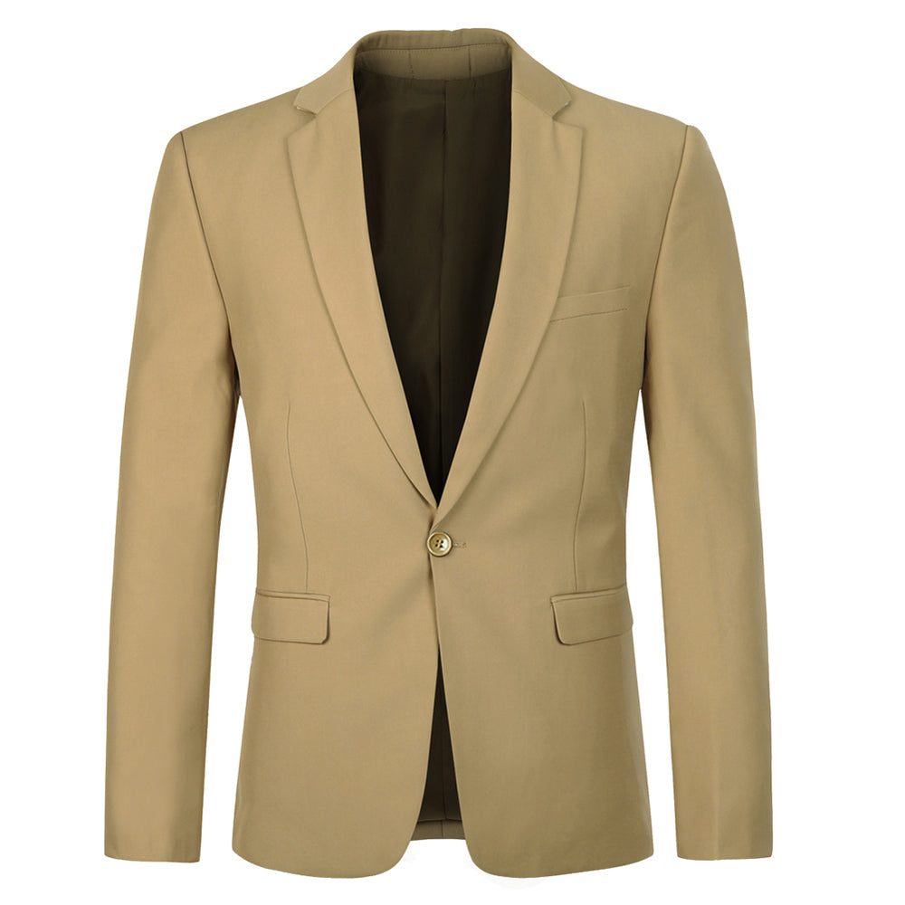 2 Pcs Men Slim Fit Suit Business Casual Male Dress Suits Formal Solid Long Sleeve Single Button Blazer Pants Set Image 2
