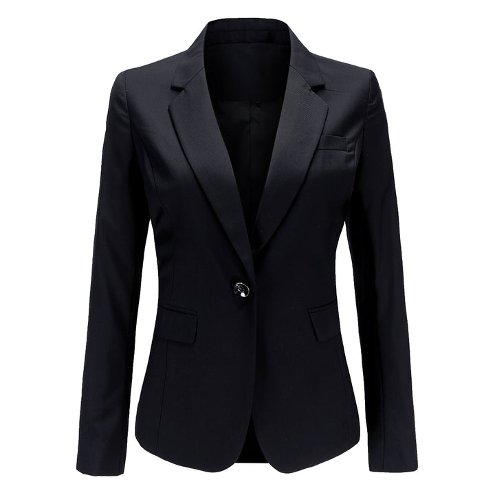 Women Blazer Jacket Slim Fit Single Button Female Suit Jackets Formal Solid Color Long Sleeve Ladies Outerwear Image 1